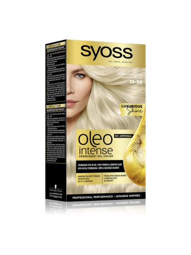 Syoss Oleo Intense перманентната боя за коса с олио цвят 10-50 Light Ashy Blond 1 бр.