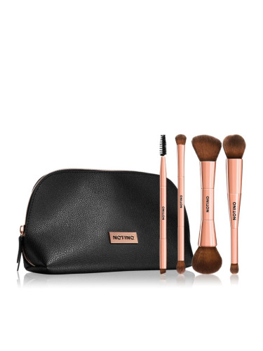 Notino Luxe Collection Double sided brush set with cosmetic bag Комплект четки с чантичка