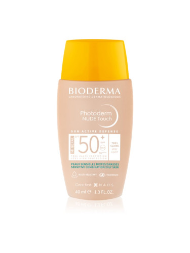 Bioderma Photoderm Nude Touch минерален слънцезащитен флуид за лице  SPF 50+ цвят Very light 40 мл.