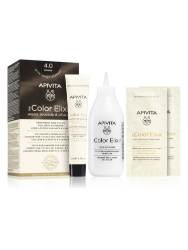 Apivita My Color Elixir боя за коса без амоняк цвят 4.0 Brown 1 бр.