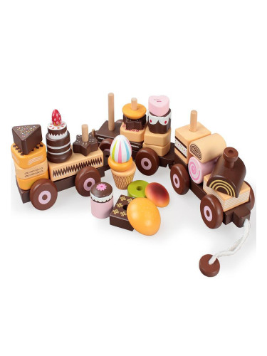 Дървено влакче - низанка с шоколадови десерти