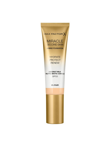 Max Factor Miracle Second Skin овлажняващ крем SPF 20 цвят 01 Fair 30 мл.