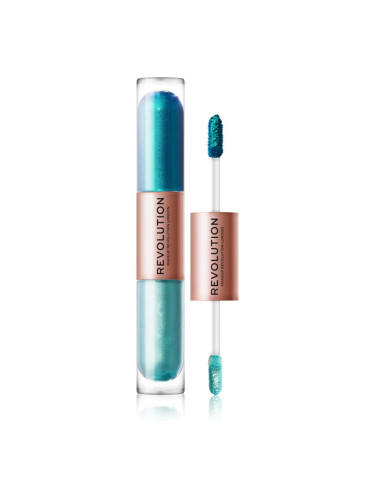 Makeup Revolution Double Up течни очни сенки 2 в 1 цвят Tranquillity Blue 2x2,2 мл.