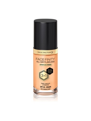 Max Factor Facefinity All Day Flawless дълготраен фон дьо тен SPF 20 цвят 70 Warm Sand 30 мл.