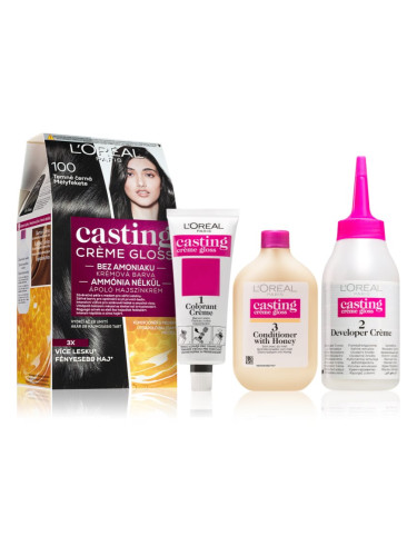 L’Oréal Paris Casting Creme Gloss боя за коса цвят 100 Deep Black 1 бр.