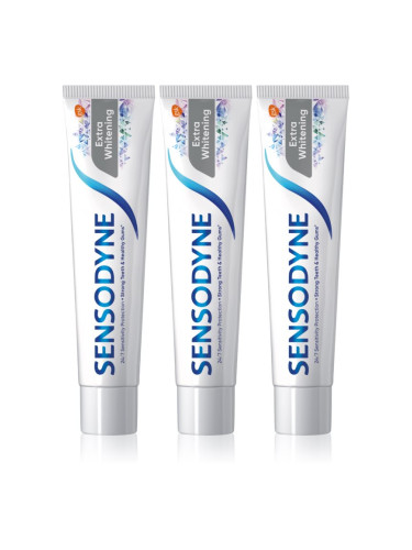 Sensodyne Extra Whitening избелваща паста за зъби с флуорид за чувствителни зъби 3x75 мл.
