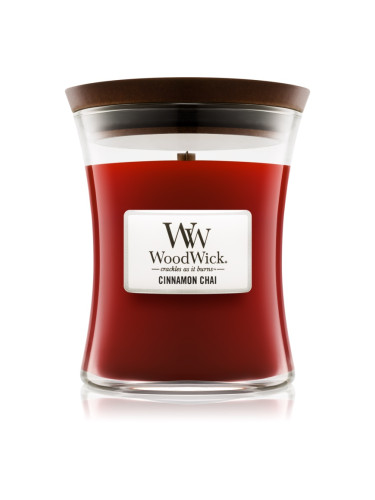 Woodwick Cinnamon Chai ароматна свещ с дървен фитил 275 гр.