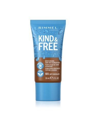 Rimmel Kind & Free лек хидратиращ фон дьо тен цвят 601 Soft Chocolate 30 мл.