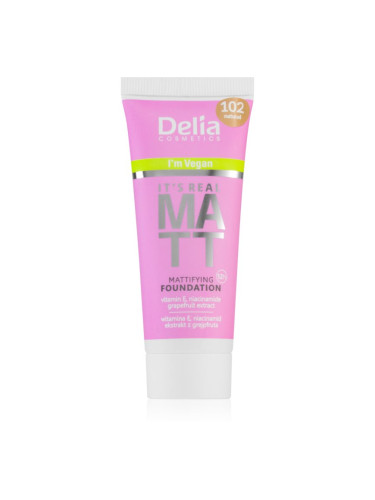 Delia Cosmetics It's Real Matt матиращ фон дьо тен цвят 102 Natural 30 мл.