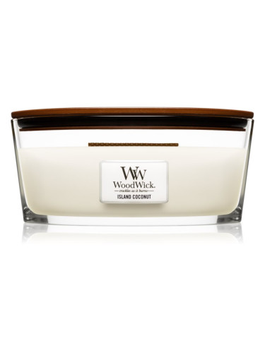 Woodwick Island Coconut ароматна свещ с дървен фитил (hearthwick) 453 гр.
