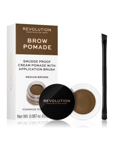 Makeup Revolution Brow Pomade помада за вежди цвят Medium Brown 2.5 гр.