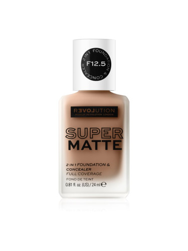 Revolution Relove Super Matte Foundation дълготраен матиращ фон дьо тен цвят F12.5 24 мл.