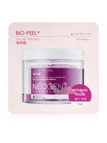 Neogen Dermalogy Bio-Peel+ Gauze Peeling Wine ексфолиращи тампони за лице за изглаждане на кожата и минимизиране на порите 1 бр.