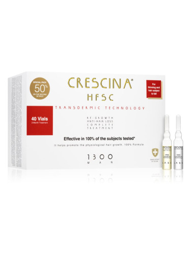 Crescina Transdermic 1300 Re-Growth and Anti-Hair Loss грижа за растеж на косата против косопад за мъже 40x3,5 мл.