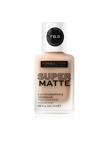 Revolution Relove Super Matte Foundation дълготраен матиращ фон дьо тен цвят F8.5 24 мл.