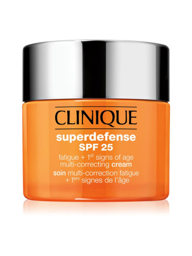 Clinique Superdefense™ SPF 25 Fatigue + 1st Signs Of Age Multi-Correcting Cream крем против първи белези на стареене за суха и смесена кожа SPF 25 50