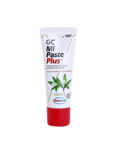 GC MI Paste Plus реминализиращ защитен крем за чувствителни зъби с флуорид вкус Vanilla 35 мл.