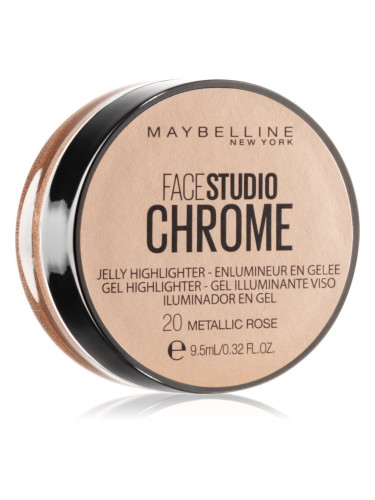 Maybelline Face Studio Chrome Jelly Highlighter гелов озарител цвят 20 Metallic Rose 9.5 мл.