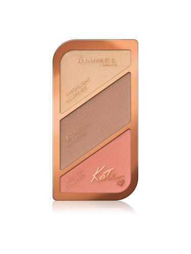 Rimmel Kate контурираща палитра за лице цвят 002 Coral Glow 18,5 гр.