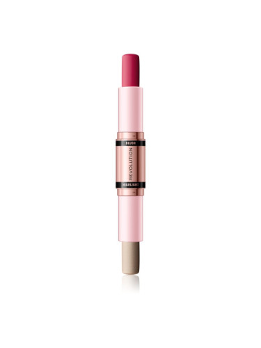 Makeup Revolution Blush & Highlight кремообразен руж и хайлайтър в стик цвят Mauve Glow 2x4,3 гр.