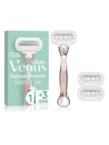 Gillette Venus Deluxe Smooth Sensitive самобръсначка + резервни остриета RoseGold 3 бр.