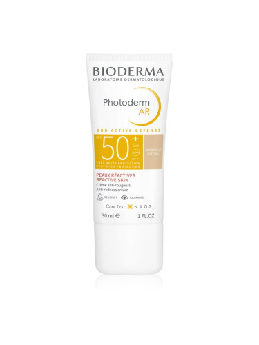 Bioderma Photoderm AR тониращ защитен крем за много чувствителна кожа със склонност към почервеняване SPF 50+ цвят Natural 30 мл.