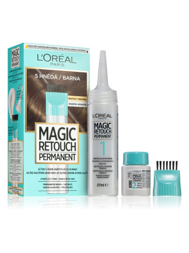 L’Oréal Paris Magic Retouch Permanent тонираща боя за израстнали корени с апликатор цвят 5 BROWN