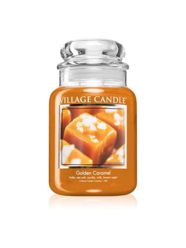 Village Candle Golden Caramel ароматна свещ (Glass Lid) 602 гр.