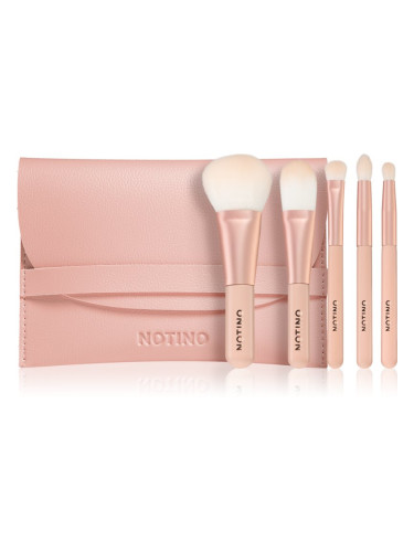 Notino Pastel Collection Travel brush set with pouch комплект за пътуване с четки и чантичка 1 бр.