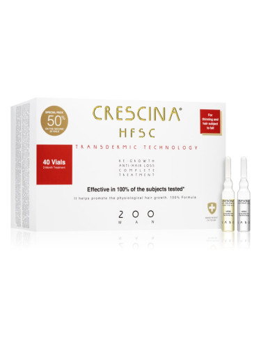 Crescina Transdermic 200 Re-Growth and Anti-Hair Loss грижа за растеж на косата против косопад за мъже 40x3,5 мл.
