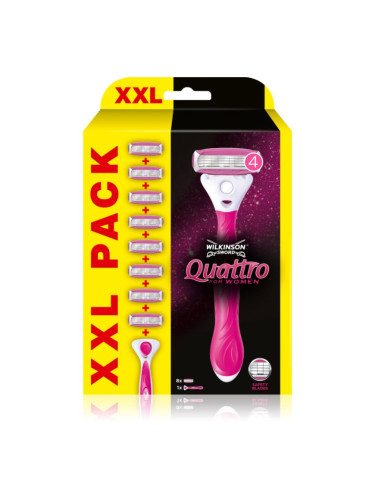 Wilkinson Sword Quattro for Women Aloe & Vit. E самобръсначка Резервни остриета 8 СК