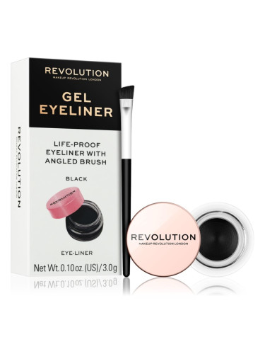 Makeup Revolution Gel Eyeliner Pot гел очна линия с четка цвят Black 3 гр.