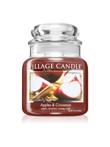 Village Candle Apples & Cinnamon ароматна свещ (Glass Lid) 389 гр.