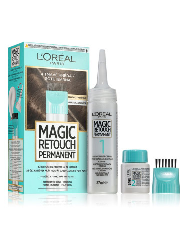 L’Oréal Paris Magic Retouch Permanent тонираща боя за израстнали корени с апликатор цвят 4 DARK BROWN