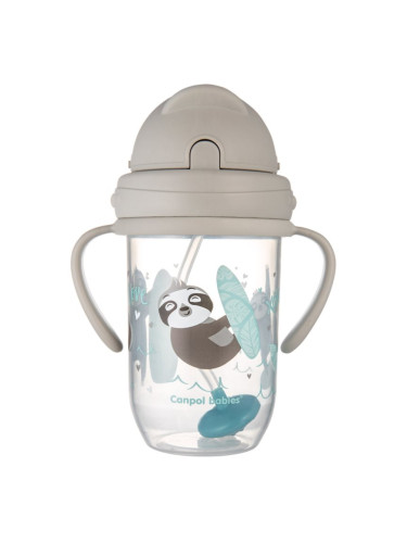 Canpol babies Exotic Animals Cup With Straw чаша със сламка Gray 270 мл.