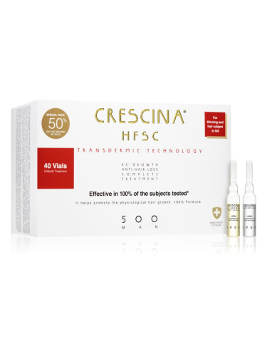 Crescina Transdermic 500 Re-Growth and Anti-Hair Loss грижа за растеж на косата против косопад за мъже 40x3,5 мл.