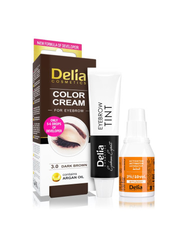 Delia Cosmetics Argan Oil цвят за вежди цвят 3.0 Dark Brown 15 мл.