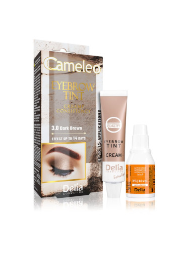 Delia Cosmetics Cameleo професионална крем-боя за вежди без амоняк цвят 3.0 Dark Brown 15 мл.