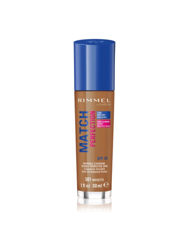 Rimmel Match Perfection течен фон дьо тен SPF 20 цвят 501 Noisette 30 мл.