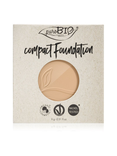puroBIO Cosmetics Compact Foundation компактна пудра и фон дьо тен резервен пълнител SPF 10 цвят 02 9 гр.