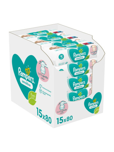 Pampers Sensitive мокри почистващи кърпички за деца за чувствителна кожа 15x80 бр.