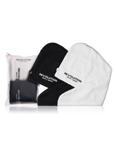 Revolution Haircare Microfibre Hair Wraps хавлия За коса цвят Black/White 2 бр.