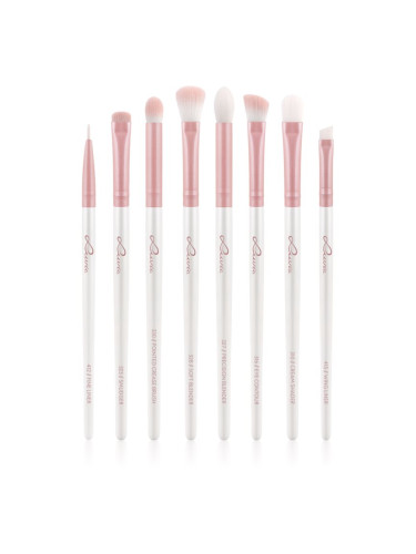 Luvia Cosmetics Prime Vegan All Eye Want комплект четки за очи Candy (Pearl White / Rose) 8 бр.