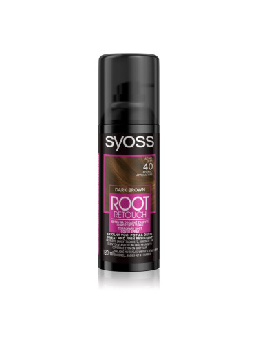 Syoss Root Retoucher тонираща боя за израстнали корени в спрей цвят Dark Brown 120 мл.