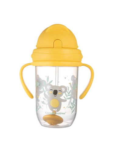 Canpol babies Exotic Animals Cup With Straw чаша със сламка Yellow 270 мл.