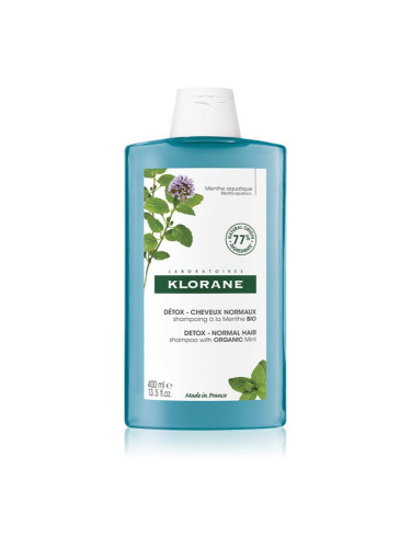 Klorane Organic Mint почистващ детоксикиращ шампоан за нормална коса 400 мл.