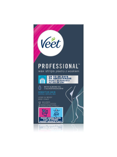 Veet Professional Sensitive Skin восъчни ленти за епилация за чувствителна кожа 12 бр.