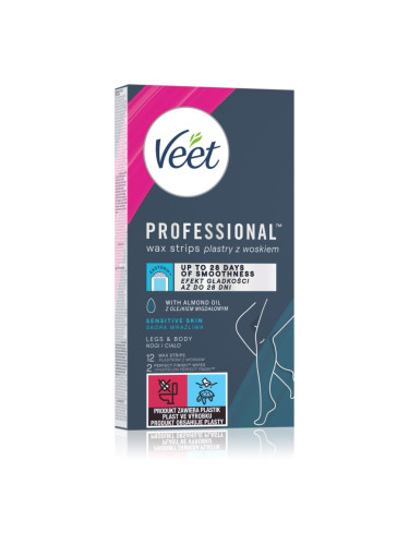 Veet Professional Sensitive Skin восъчни ленти за епилация за чувствителна кожа 12 бр.