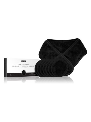 Notino Spa Collection Spa headband and make-up removal pads set комплект за премахване на грим и спа лента за глава Black 7 бр.