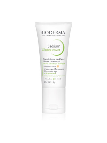 Bioderma Sébium Global Cover интензивна коригираща грижа за кожа, склонна към акне цвят натурално 30 мл.